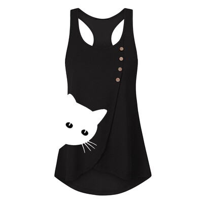 

Starmoon Women Summer Print Button Shirt Sleeveless Vest Tank Casual Tops Blouse