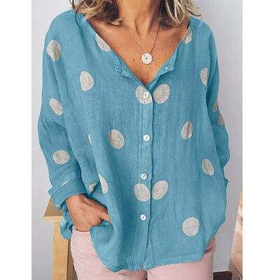 

Women Summer Cotton linen V Neck Top Blouse Loose Baggy Tops T Shirts Plus Size