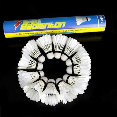

12Pcs Training White Teal Feather Badminton Shuttlecocks