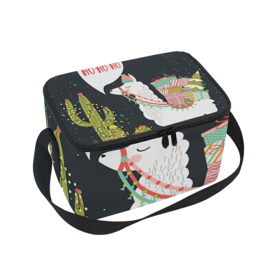 

ALAZA Fun Alpaca Lunch Box Insulated Lunch Bag Large Cooler Tote Bagfor Kids Men Women