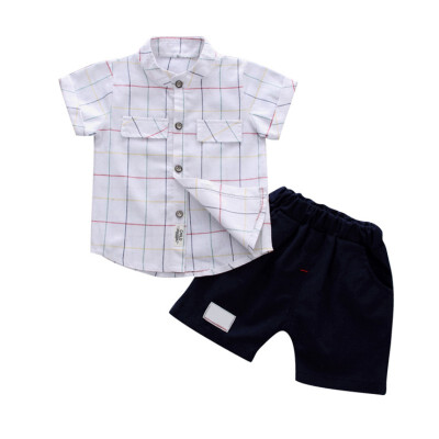 

Kids Children Boy Turn down Collar Short Sleeve T shirt Shirts Shorts Pants Casual Outfits 2Pcs Set