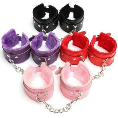

2019 Sexy Four Colors Handcuff Soft Faux Leather Soft Fur Ring Ankle Cuffs Lover Role Play