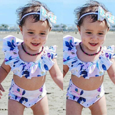

US Stock Girls Kids Bikini Set Swimwear Beachwear Swimsuit Swimming Bathing Suit