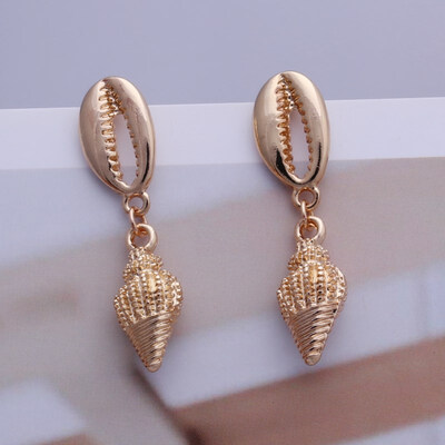 

EK649 Big Shell Drop Earrings For Women Creative Starfish Conch Cowrie Hanging Brincos Statement Earrings Boho Beach Jewelry