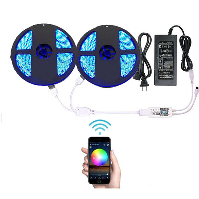 

Supli Wifi Smart Controlled LED Strip Light with DC12V Power Supply Waterproof 5050 10m 600LEDs RGB