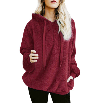 

Women Warm Fleece Hooded Fluffy Hooded Sweatshirt Zipper Hoodies Winter Jumper