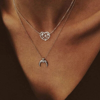 

Multi layer Gold Long Necklace Set Rhinestone Stars Shell Pendant&Necklaces For Women Choker Necklaces Party Bohemia Jewelry