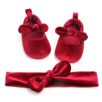 

Newborn Baby Infant Girl Crib Shoes Soft Sole Prewalkers Anti-slip Sneakers PramHead band