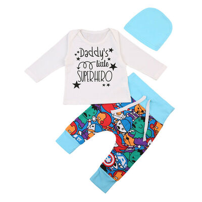 

Toddler Baby Boys Superhero T-shirt Top Pants Leggings 3pcs Outfits Clothes