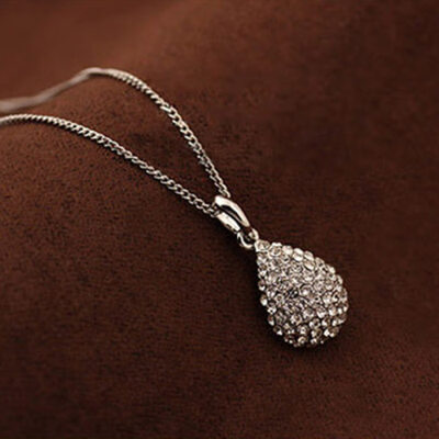 

Elegant Women Girl Shiny Rhinestone Teardrop Pendant Bridal Necklace Jewelry