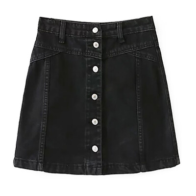 

Mini A Line Denim Button Up Skirt