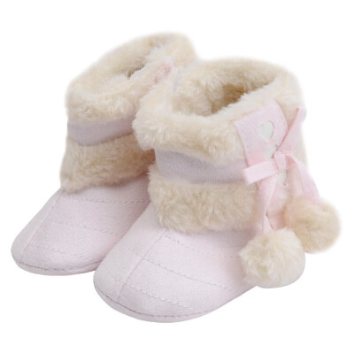 

2018 New Fashion Winter Baby Boots Soft Plush Ball Booties for Infant girls Anti Slip Snow Boot keep Warm Cute Crib shoes