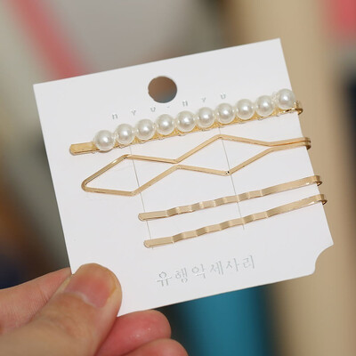 

Trendy Summer Pearl Metal Hair Clips Set For Women Hair Barrette Fashion Hairpins Handmade Beauty Accessories
