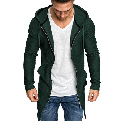 

Gobestart Men Splicing Hooded Solid Trench Coat Jacket Cardigan Long Sleeve Outwear Blouse