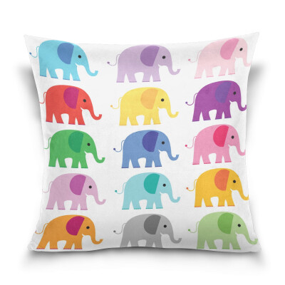 

ALAZA 16 X 16 inch Pillow Case Decorative Cushion Cover Colorful Elephant Pattern Pillowcase