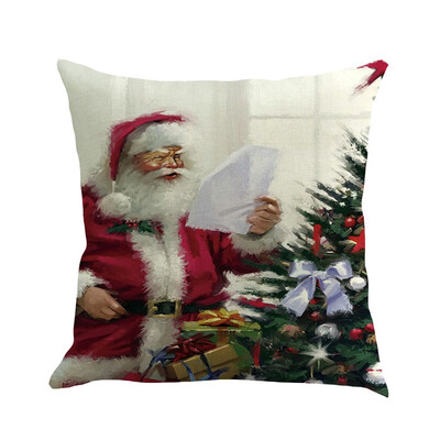 

Tailored 1PC Happy Christmas Pillow Cases Linen Sofa Cushion Cover Home Decor Pillow Case