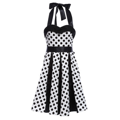 

Retro Polka Dot Party Halter Swing A Line Dress