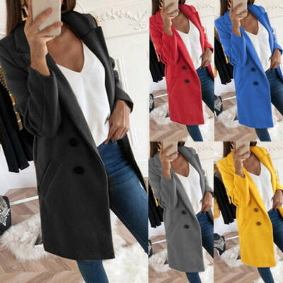 

Womens Casual Career Formal Outwear Long Blazer Slim Top Jacket Coat Plus Size