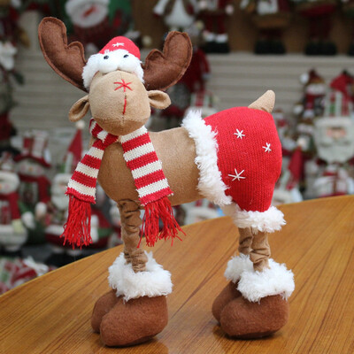 

Toponeto Handmade Christmas Plush Rustic Plaid Moose Stuffed Animal Gift Home Ornaments
