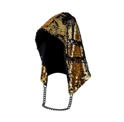 

Women Reversible Mermaid Sequin Glitter Dress Up Hood Hat Baggy Beanie Ski Cap Hallowmas