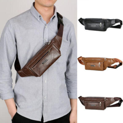 

Waterproof Men PU Leather Waist Fanny Chest Packs Shoulder Bag Crossbody Hiking