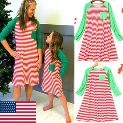 

Xmas Family Mother Daughter Christmas Dress Women Girl Matching Outfit Plus Size