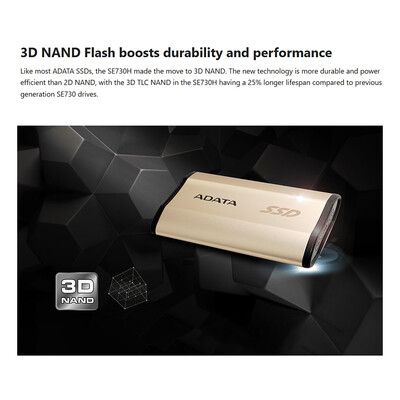 

ADATA SE730H External Solid State Drive Portable SSD 512GB USB 31 10Gbps High Speed IP68 Waterproof 3D NANDGold