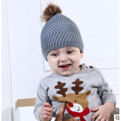 

Fashion Newborn Baby Kids Boy Girl Warm Hat Knit Beanie Hat Fur Pom Crochet Cap