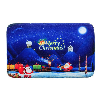 

Christmas Carpet Mat Bath Rug Cute Santa Claus Print Non-Slip Doormat Welcome Floor Mats