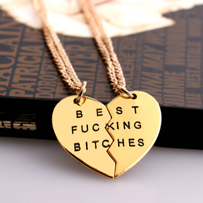 

Hot 1Set Girlfriend Lovers Pendants Necklace Best Friends Letter Heart Shaped Fashion Jewelry