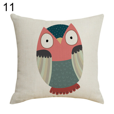 

Cute Owl Linen Throw Pillow Case Cushion Cover Sofa Bed Car Cafe Office Decor