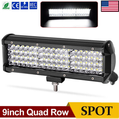 

9 INCH 216W LED LIGHT BAR SPOT BEAM 4 QUAD ROW ATV SUV OFF-ROAD ON-ROAD WORK 9"