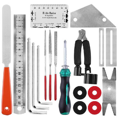 

Guitar Repair Maintenance Cleaning Tools Kit 3 in 1 Guitar String Winder Cutter Pin Puller Guitar Fret Rocker Leveling File Kit