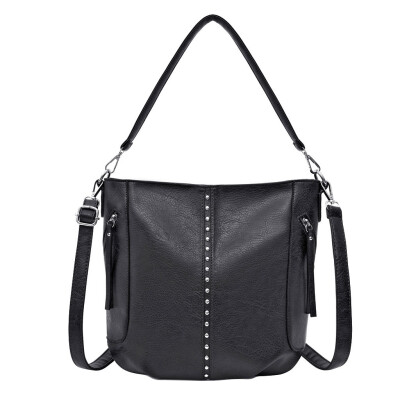 

Tailored Fashion Women Rivets Pure Color Leather Handle Bag Messenger Bags Crossbody Bags