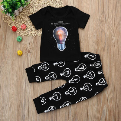 

Baby Toddler Boy Girl Light Up LED Flasing Luminous T-shirt Pants Set Outfits