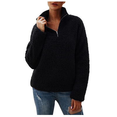 

Toponeto Womens Winter Pocket Fluffy Zipper Coat Fleece Jacket Outerwear Pullover Blouse