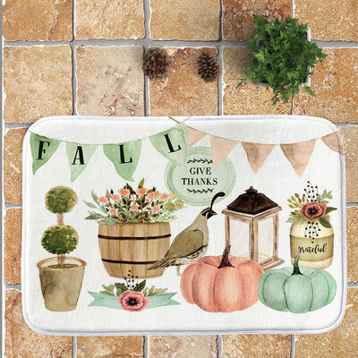 

〖Follure〗Thanksgiving Day Pumpkin lantern Entrance Door Bathroom Mat Indoor Bath Decor