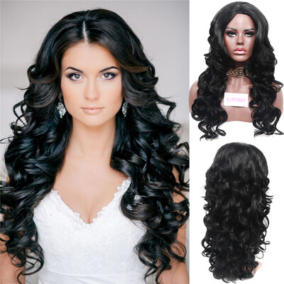 

〖Follure〗Womens Fashion Wig Black Synthetic Hair Long Wigs Wave Curly Wig