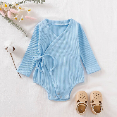 

Newborn Kids Baby Girls Boy Long Sleeve Kimono Romper Cotton Bodysuit Outfits