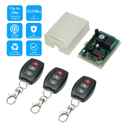 

433Mhz DC 12V 2CH Universal 10A Relay Wireless Remote Control Switch Receiver Module&3PCS 3 Key RF 433 Mhz Transmitter Remote