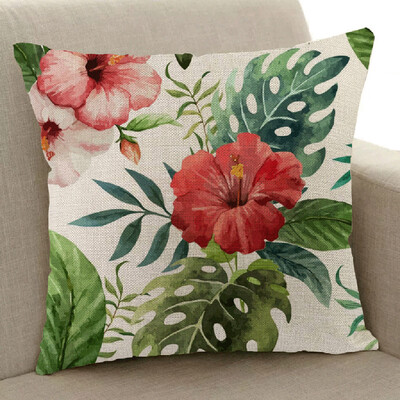 

〖Follure〗Plant Toucan Linen Pillowcase Sofa Throwing Pad Set Home Decoration