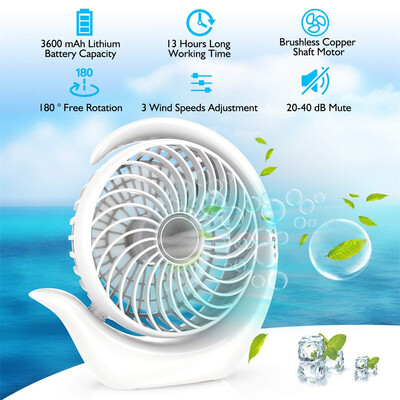 

〖Follure〗Mini Fan Hand Fan USB Desktop Desk Fan with 3 Speed Fan with On Off Switch 360 °
