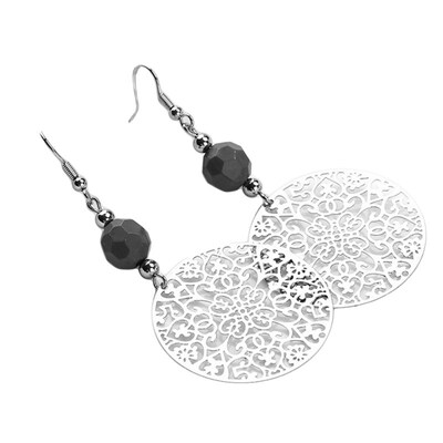 

Vintage Women Round Hollow Flower Pendant Hook Earrings Tribal Jewelry Gift