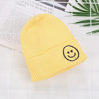 

Girl Baby Boy Soft Beanie Hat Embroidered Crochet Knit Hat Candy Color Smile Cap
