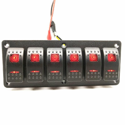 

Universal Waterproof 246 Gang LED 12V24V Car Caravan Marine Boat Mental Rocker Switch Panel Blue Red