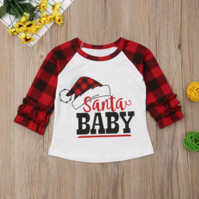 

Newborn Infant Baby Girl Christmas Cotton Santa Tops T-shirt Blouse Xmas Outfit