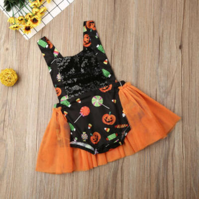 

US Infant Baby Girls Kids Tulle Romper Tutu Dress Halloween Costume Outfit 0-24M