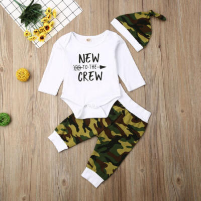 

Newborn Kid Baby Boy Girl 3pcs Clothes Jumpsuit Romper Long Pants Hat Outfit Set