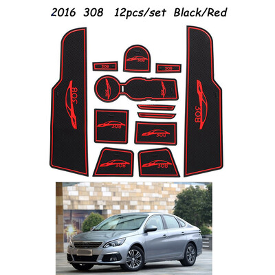 

12pcsset Door Groove Mat Gate Slot Pad Car Decoration Replacement For Peugeot 308 2016 Car Type