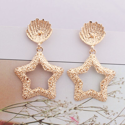 

Boho Styles Shell Conch Leaf Starfish Drop Earrings for Women Gold Color Geometric Metal Statement Brincos Fashion Party Jewelry